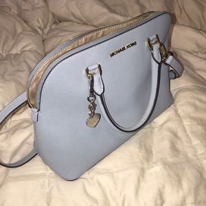 Michael Kors Cindy Pale Blue Leather dome satchel